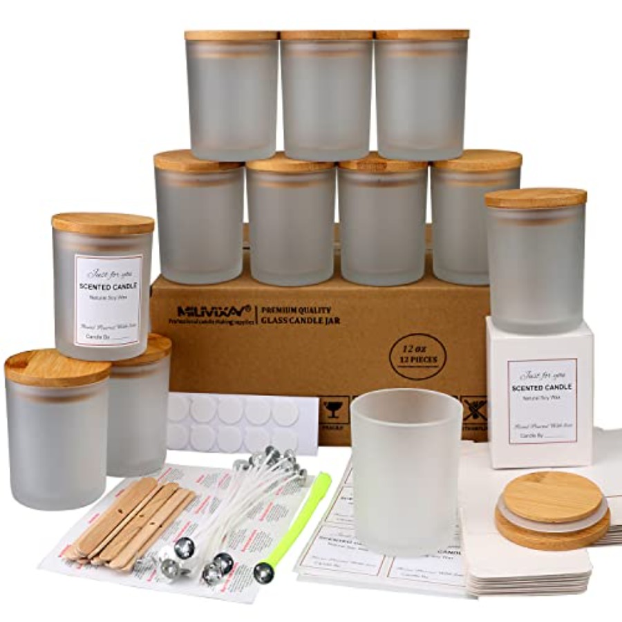 Candle Making Jars With Lids - 12 Pack 12 OZ Glass Candle