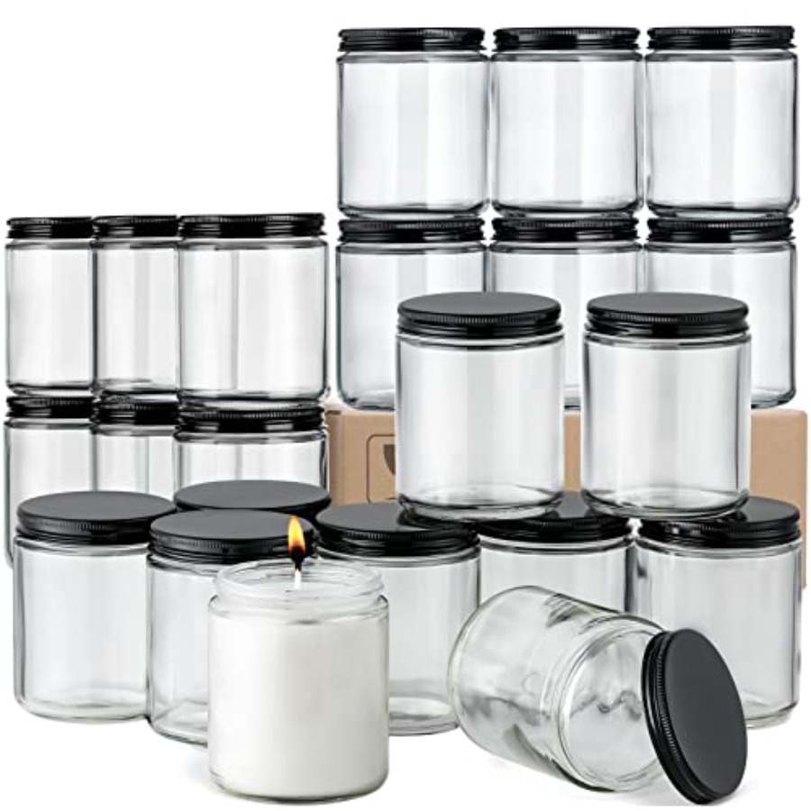 Pack, 8 OZ Thick Glass Jars wi - Candle Making Jars With Lids recension och pris