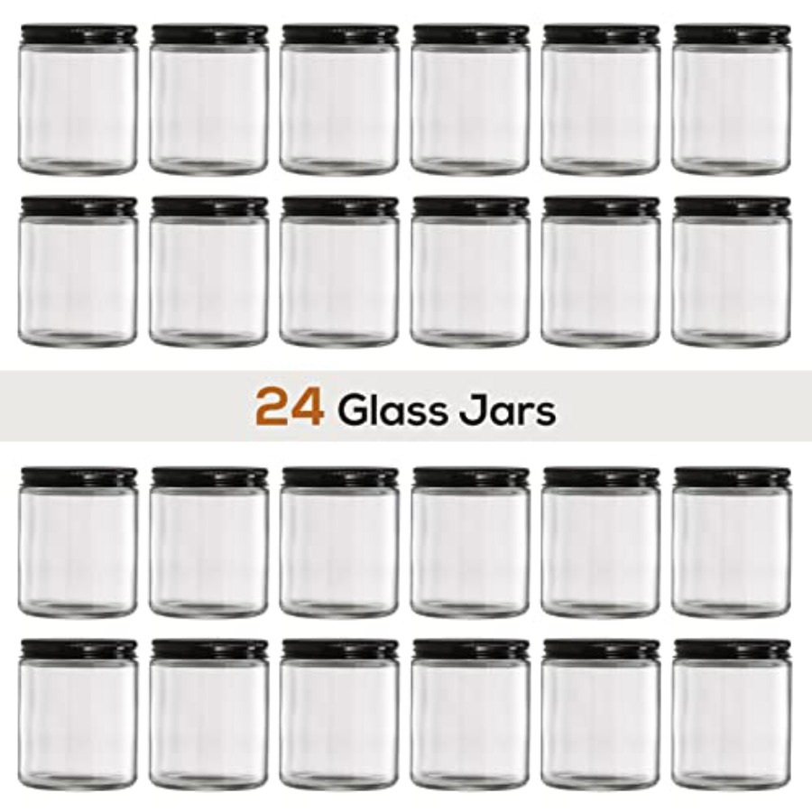 Pack, 8 OZ Thick Glass Jars wi - Candle Making Jars With Lids recension och pris
