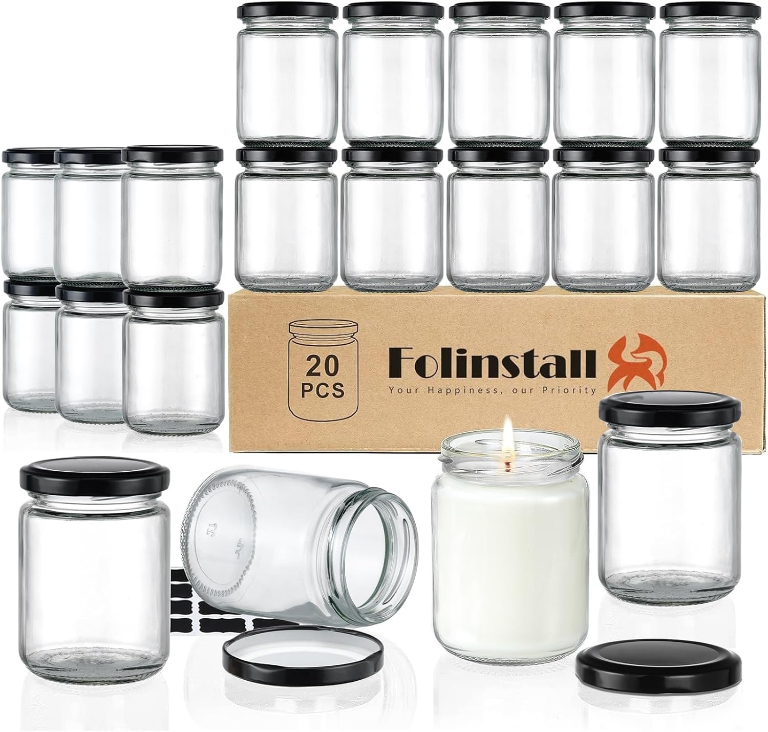8 oz Small Glass Jars with Air - Candle Making Jars With Lids recension och pris