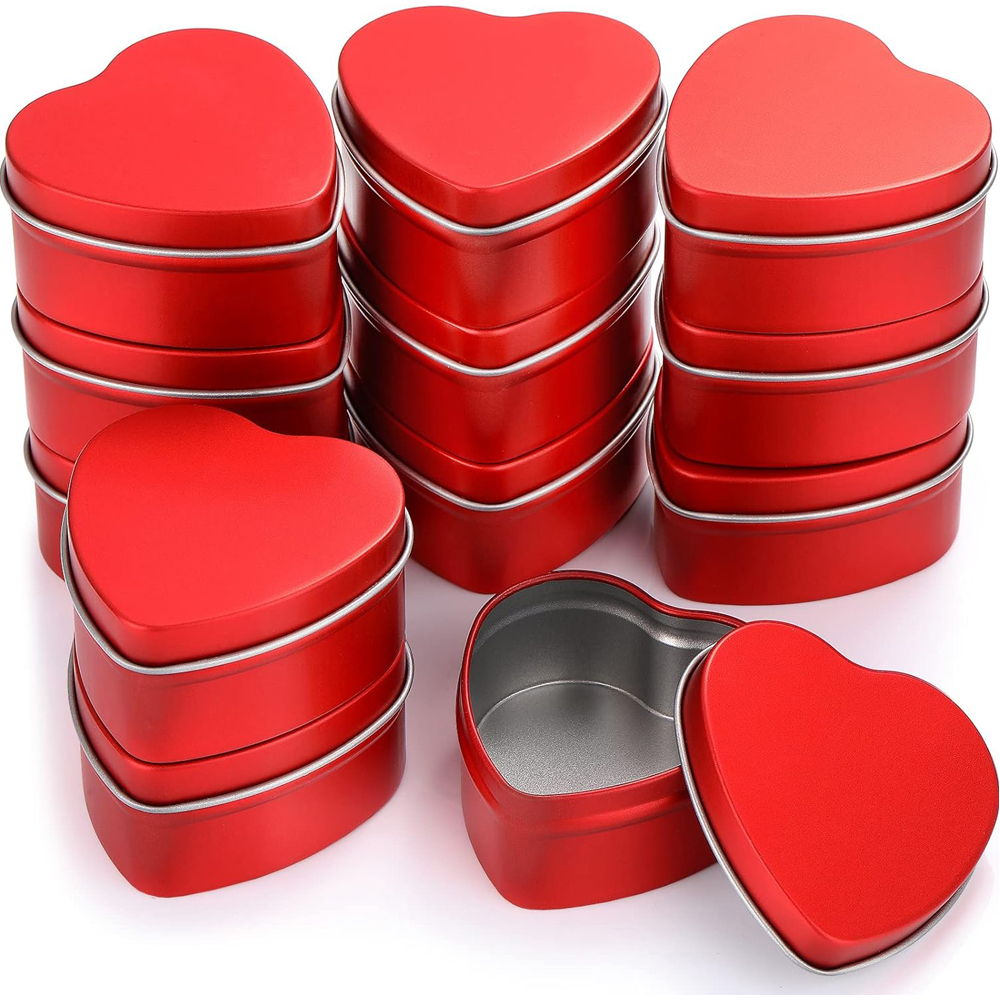 2 oz Heart Shaped Metal Tins w - Candle Making Jars With Lids recension och pris
