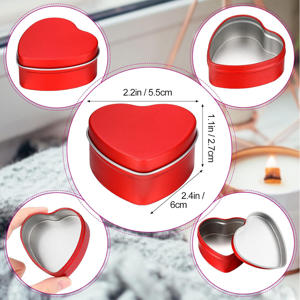 2 oz Heart Shaped Metal Tins w - Candle Making Jars With Lids recension och pris