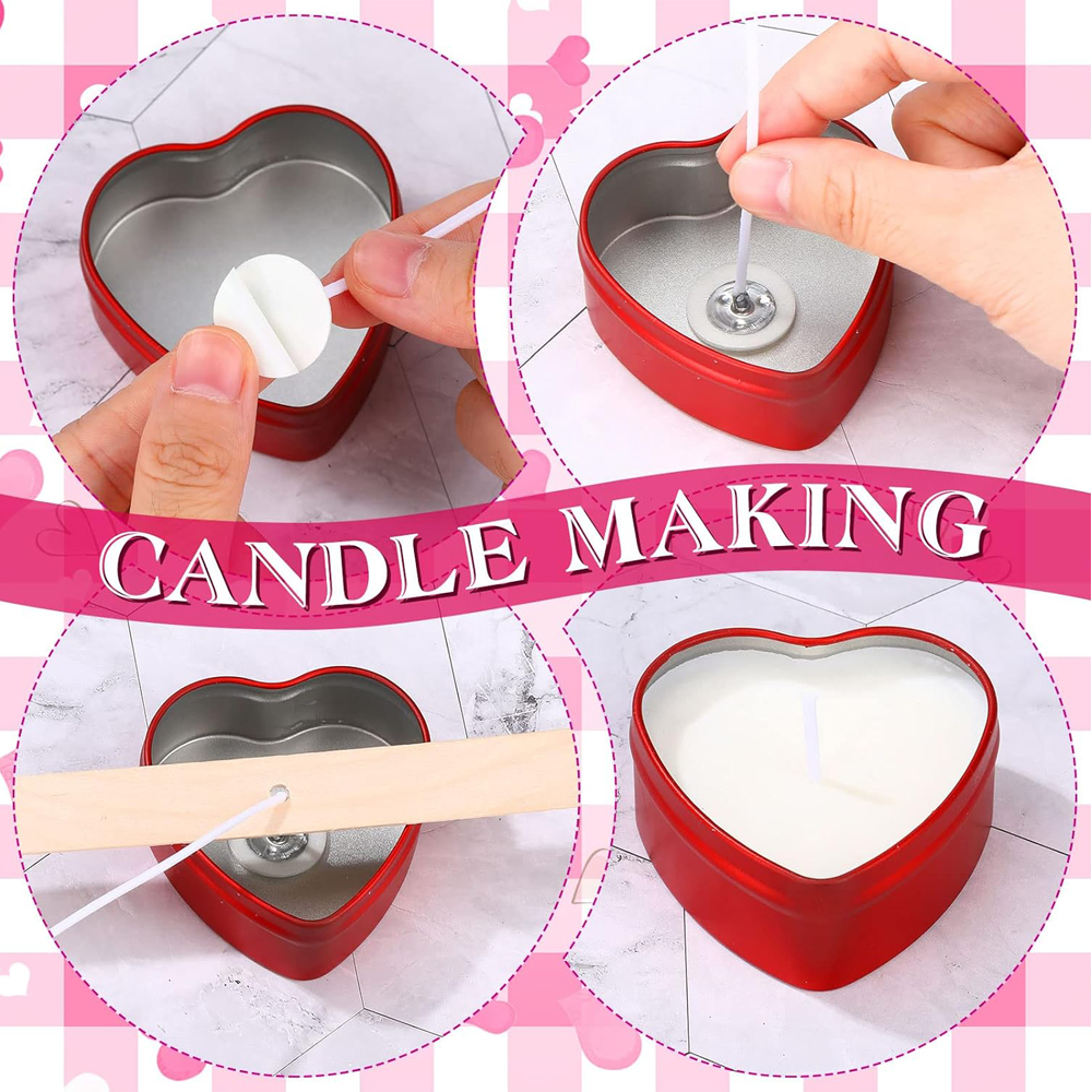 2 oz Heart Shaped Metal Tins w - Candle Making Jars With Lids recension och pris