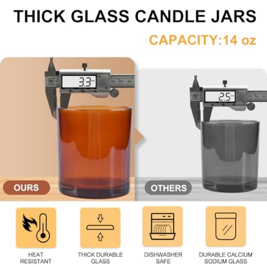 14 OZ Thick Candle Jars for Ma - Candle Making Jars With Lids recension och pris