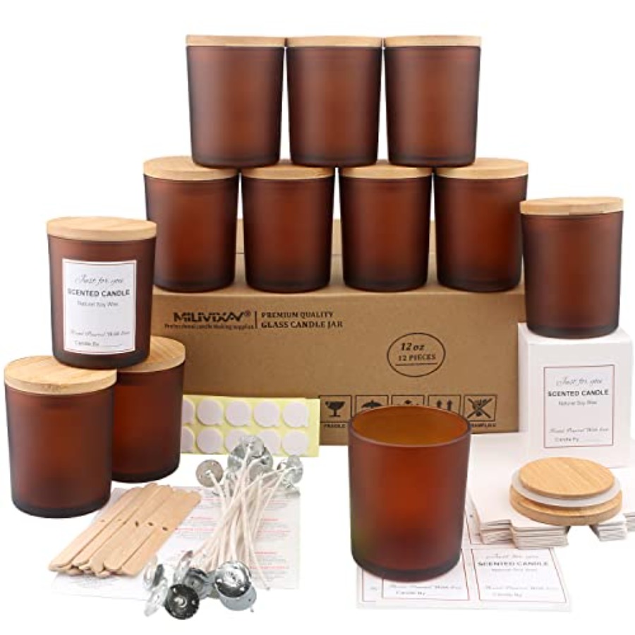 12 Pack 12 OZ Glass Candle Jar - Candle Making Jars With Lids recension och pris
