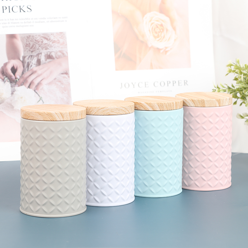 Round Empty Iron Box With Wood - Candle Making Jars With Lids recension och pris