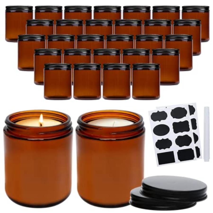 8oz Amber Candle Jars Set of 3 - Candle Making Jars With Lids recension och pris