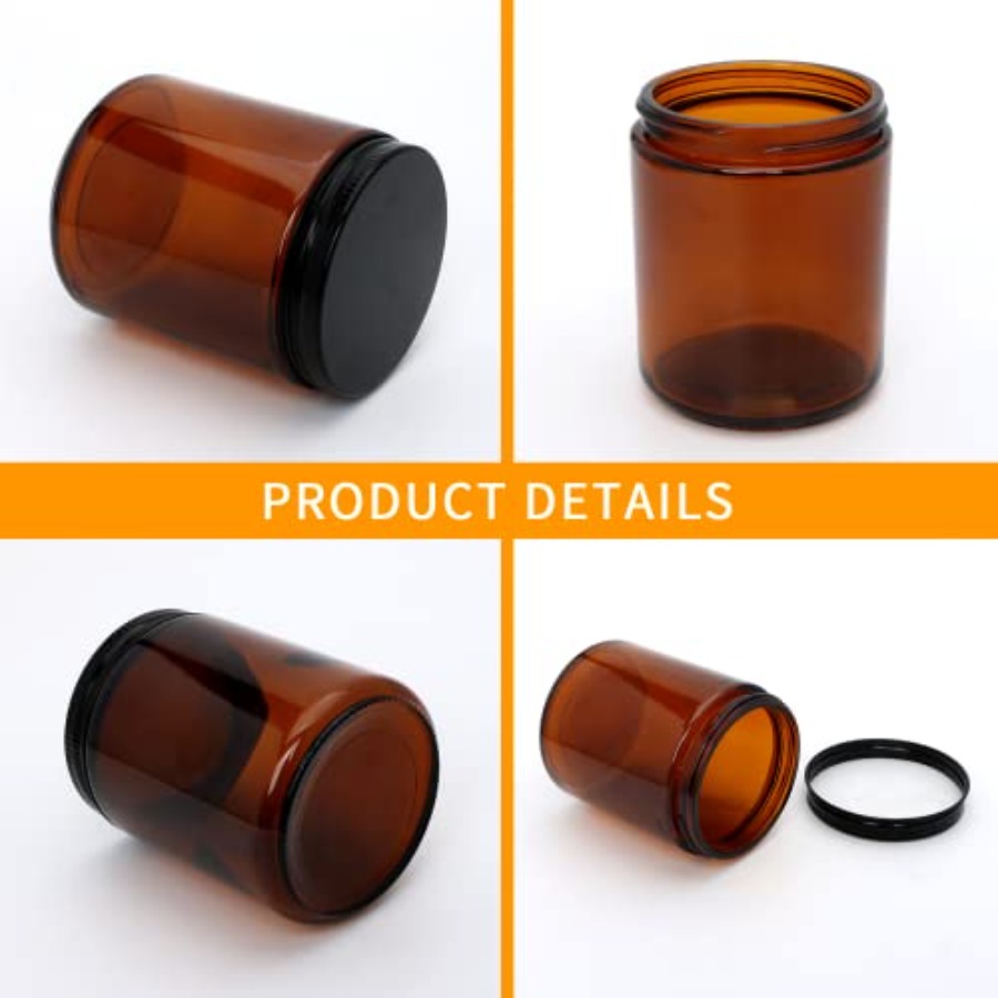 8oz Amber Candle Jars Set of 3 - Candle Making Jars With Lids recension och pris