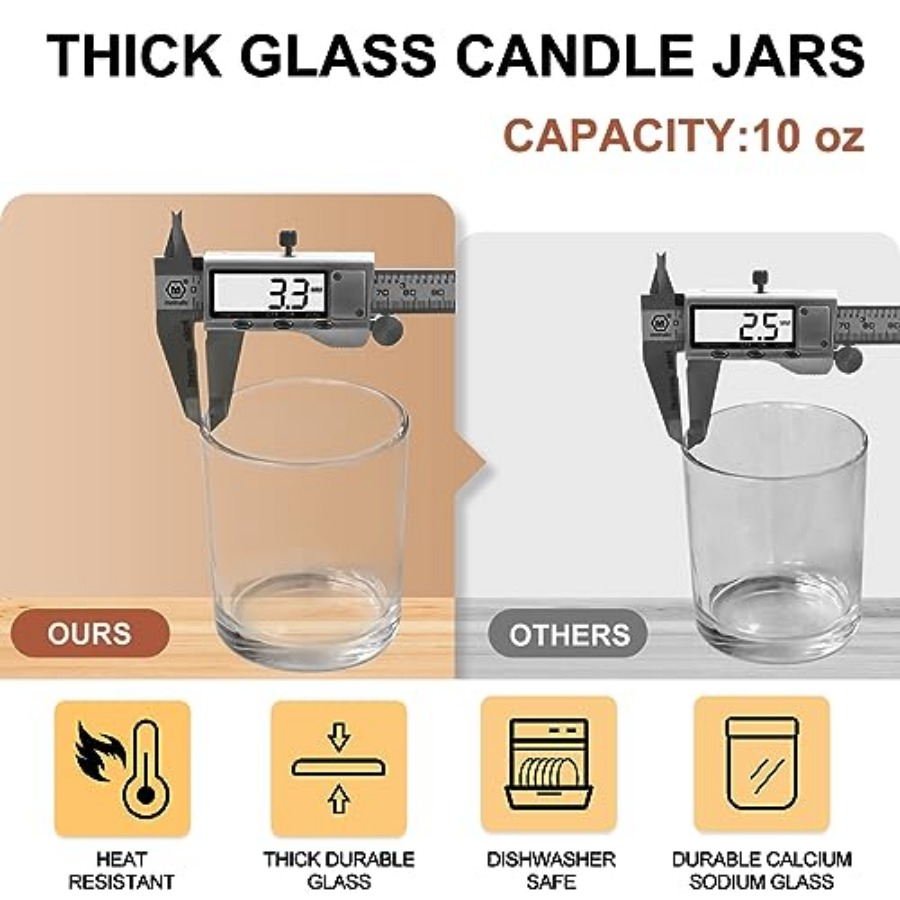 10 OZ Thick Candle Jars for Ma - Candle Making Jars With Lids recension och pris